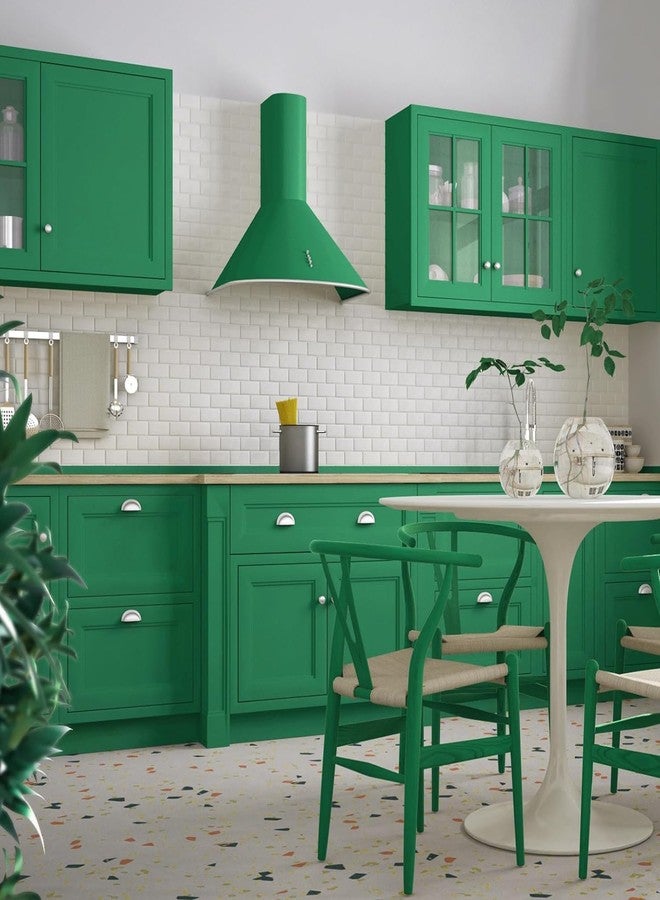 صن بيرد ورق جدران صن بيرد الأخضر اللاصق، ورق لاصق للخزائن، ورق جدران PVC قابل للإزالة، غطاء جداري أخضر مزخرف لبطانة رفوف الأدراج المكتبية (24 × 48 بوصة) - Image 2